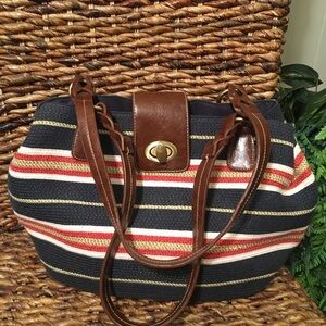 Knit striped handbag